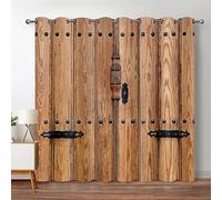HYFBH Rustique en Bois 2 Panneaux Rideaux occultants Vintage Grange Porte Ferme Campagne Chambre fenêtre Rideaux pour Chambre Salon WxH/2x70x100cm Rideau Dressing