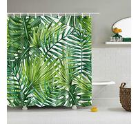 HYFBH Vert Plantes Tropicales Rideaux de Douche Salle de Bain Polyester imperméable Rideau de Douche Feuilles Impression Rideaux pour Salle de Bain Douche 130x200cm/WxH