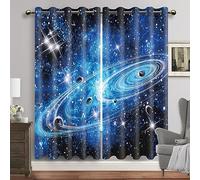 HYFBH Violet Galaxie fenêtre Rideaux Espace planète oeillet Rideau occultant Univers étoiles Rideaux pour Chambre étoilé forêt Rideaux WxH/2x135x250cm Rideaux occultant