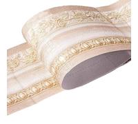 HYFEUOKF 1 rouleau/paquet bordure de taille autocollants muraux étanches 3D Relief rustique carrelage salon salle de bain 5M longueur ligne auto-adhésive(Beige european style)