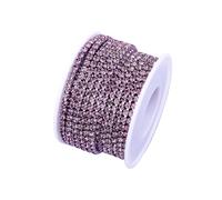 HYFEUOKF 10 mètres de Strass Garniture Pierre Tasse chaîne Or Diamant Strass Applique décorative Cristal Garnitures for Robes(Lt. Amethyst,1YARD_SS8)