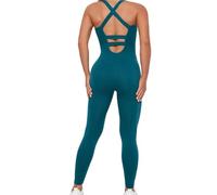 HYFEUOKF Body De Yoga Combinaisons de Yoga Nues Une pièce for Femmes, Barboteuse d'entraînement de Yoga Une pièce sans Couture pour Femmes(Dark Green,S)