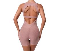 HYFEUOKF Body De Yoga Combinaisons de Yoga sans Couture, Sport, Fitness, Creux, beauté du Dos, Une pièce, serré, Levage des Hanches, entraînement, vêtements de Sport for Femmes pour Femmes(Brown,M)