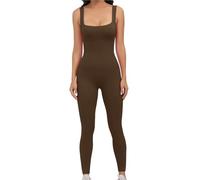HYFEUOKF Body De Yoga Débardeur Une pièce côtelé de Yoga for Femmes, Barboteuse, Combinaison d'exercice sans Manches pour Femmes(Brown,S)