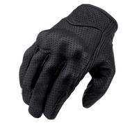 HYFEUOKF Vintage Motorcycle Leather Gloves for Men Winter Cycling Single Speed Bicycle Genuine Leather Motorbike Riding Gloves(Black Punch,L)