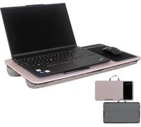 HYFIVE Plateau pour ordinateur portable avec coussin pour ordinateur portable, tablette portable, tapis de souris intégré et emplacement pour téléphone portable pour lit, table, canapé, rose pâle
