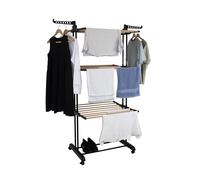 Hyfive Séchoir à linge extra large à 4 étages en acier inoxydable effet bois