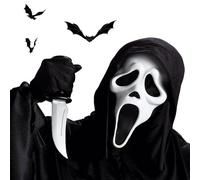 Hyfkjdm Masque fantôme en latex pour Halloween - Masque fantôme Scream - Masque de film effrayant - Masque Scream pour enfants et adultes - Pour carnaval, Halloween