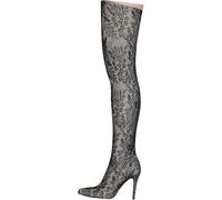 HYFZXWX Bottes Sexy en dentelle à fleurs pour femmes cuissardes extensi bles et pointues cuissardes hautes fermeture éclair latérale chaussures à talons aiguilles en maille epais/B/40EU