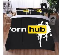 HYFZXWX Ensemble de literie en duvet Po.rn-hub 3D imprimé microfibre housse de Housse de couette en drap doux et respirant+ 2 taies d'oreiller Le Matelas/A/135x200cm