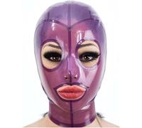 HYFZXWX Masque en latex transparent, masque de bondage, fétichie érotique, couvre-chef en latex, cosplay, fermeture éclair dans le dos, yeux et bouche ouverts ingerie/A/M