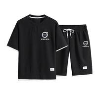 HYFZXWX Polo deux pièces chemises T-Shirt Shorts + manches courtes Vo_LV o impression haut hommes et femmes coton survêtement décontracté ensemble sweat à capuche t-shirt pull pantalons/D/XL