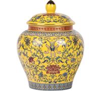 HYFZXWX Pot gingembre émaillé fait main - Bocal décoratif en porcelaine bleu et blanc avec couvercle pour décoration et rangement housse/13.5x17.6cm