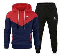 HYFZXWX Pull à capuche pour hommes et femmes P-eugeot coton couleur bloquant vêtements de sport décontractés veste à capuche imprimée à manches longues et pantalon de jogging enfants/C/L