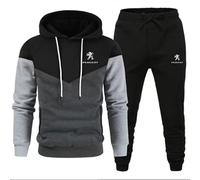 HYFZXWX Pull à capuche pour hommes et femmes P-eugeot coton couleur bloquant vêtements de sport décontractés veste à capuche imprimée à manches longues et pantalon de jogging enfants/B/M
