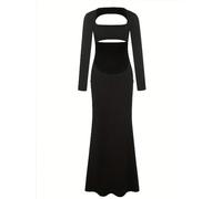 HYFZXWX Robe de maternité pour shooting photo robe sirène extensible dos nu avec découpe ventre robe longue traîne femme pantalon/B/XL