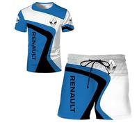 HYFZXWX T-shirt pour homme Shorts Ensemble de survêtement Ren-ault Impression 3D Ensemble de deux pièces T-shirt à manches courtes Pantalon Survêtement respirante/C/XS