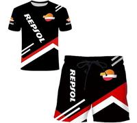 HYFZXWX T-shirt pour homme Shorts Ensemble de survêtement Rep-sol Impression 3D Ensemble de deux pièces T-shirt à manches courtes Pantalon Survêtement jogging/D/L