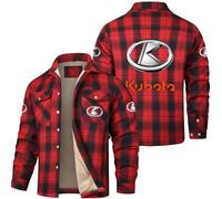 HYFZXWX Veste chemise en flanelle pour hommes Ku-Bota Vestes de camionneur Chemises boutonnées à manches longues doublées en polaire à carreaux Veste pluie/D/XXL