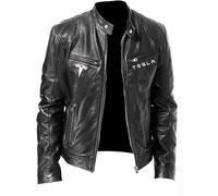 HYFZXWX Veste en cuir pour homme Te_SLA imprimé col montant grande taille Biker automne/hiver veste de moto glissière/A2/L