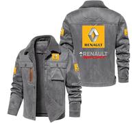 HYFZXWX Vestes chaudes pour hommes veste Ren-ault décontractée d'hiver à revers vêtements d'extérieur coupe-vent en coton mancheslongues/C/4XL