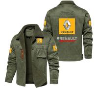 HYFZXWX Vestes chaudes pour hommes veste Ren-ault décontractée d'hiver à revers vêtements d'extérieur coupe-vent en coton mancheslongues/A/XXL