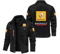 HYFZXWX Vestes chaudes pour hommes veste Ren-ault décontractée d'hiver à revers vêtements d'extérieur coupe-vent en coton mancheslongues/B/4XL