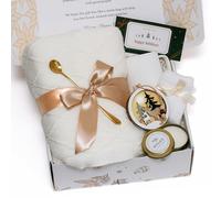 Hygge Comfort Coffret cadeau - Ensemble d'entretien d'hiver confortable avec couverture douce, bougie cookie vanille, tasse en céramique, décoration en bois LED - Cadeau de Noël pour femme
