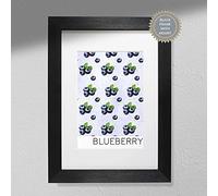 Hygge Creations Blueberry Print - Poster de fruits | Art mural de cuisine | Décor de cuisine | Illustration myrtille Cadre noir sans support A4