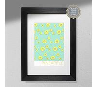 Hygge Creations Impression ananas - Poster de fruits | Art mural de cuisine | Décoration de cuisine | Illustration ananas Cadre blanc avec support A4