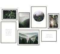 Hyggelig Home Lot de 7 posters - images assorties dans un élégant ensemble - Collage mural - 3 x format DIN A3 + 4 x format DIN A4 - Set motifs forêts sans cadre