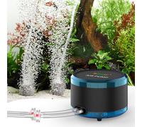 hygger Aérateur Aquarium, 4W Dual Outlet Powerful Fish Tank Air Pump, Réglable Pompe à Air Aquarium Up to 450L Tanks