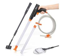 hygger Aspirateur de Boues Aquarium,Nettoyeur de Gravier Aquarium Kit, Brosse de Nettoyage Aquarium de Filet de Poisson,Gravier Aquarium Aspirateur de Siphon avec Pince de Contrôleur de Tuyau