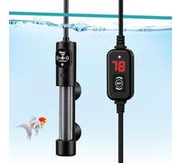hygger Chauffage submersible pour aquarium - Petit chauffage réglable pour aquarium avec 2 ventouses, contrôleur de température, protection contre la surchauffe et hors de l'eau - Pour eau douce et