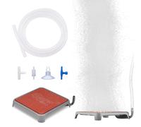 hygger Diffuseur d'air d'aquarium - Pierre à air - Pierre à oxygène - Kit de gazéification - Rouge - Carré - Avec tuyau d'air - Clapet anti-retour - Connecteur en T - Tête d'aspiration (42 mm)
