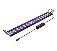 Hygger Éclairage LED d'aquarium - 25 W - Minuterie - Intensité variable - Support réglable - Aquarium 28-137 cm - Lumière blanche, bleue et rouge