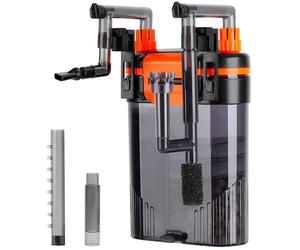 hygger Hang on Filtre Aquarium, 680L/H 8W Silencieux Fish Tank Filter avec Buse Bec Canard Sortie de Tuyau Douche Débit Réglable Aquarium Filtre Extérieur pour Réservoir de 150-225L Tank