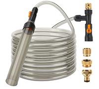 hygger Kit de changement d'eau sans seau pour aquarium - Connecteur de robinet en métal - Siphon d'aspirateur - Nettoyeur de gravier avec long tuyau de 7,6 m - Drain et remplissage