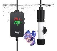 hygger Petit chauffage d'aquarium 50 W réglable submersible pour aquarium - Double mode de chauffage - Tige en verre - Chauffage tortue pour eau douce ou salée de 19 à 38 L