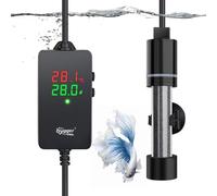 hygger Petit chauffage d'aquarium submersible réglable 50 W, chauffage pour aquarium tortue Betta pour eau douce salée de 19 à 38 L, modes de précision et d'économie d'énergie