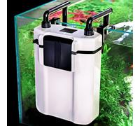 hygger Petit filtre d'aquarium à suspendre à l'arrière, débit réglable, filtre silencieux avec écumoire à huile, 3 buses de sortie, éponges filtrantes et boules en céramique (7 W-L, ≤ 70 gallons)