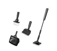hygger Petits outils de nettoyage pour aquarium, kit de nettoyage 4 en 1 avec poignée, filet, grattoir à algues, brosse de nettoyage, éponge plate