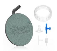 hygger Pierre à air d'aquarium Diffuseur Air Aquarium Silencieux d'Oxygène aux Poissons Kit de Pierre de Bulle avec la Coupe d'aspiration de la vanne de contrôle Tube d'air 1M T connecteur, 3.8CM