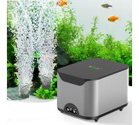 hygger Pompe à air Aquarium 6W 10W, Pompe à air de réservoir de Poissons Extra Silencieux, <30dB, Aquarium à Pompe à oxygène réglable à 2 Sorties avec Accessoires (10W)