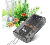 hygger Pompe à air d'aquarium alimentée par piles, silencieux noir translucide coque épaisse aérateur portable pour la pêche en plein air, panne de courant, urgence, 5 W pour réservoir jusqu'à 50