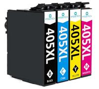 Hyggetech 405XL Lot de 4 Cartouches d'encre compatibles pour Epson 405XL Compatible avec Epson Workforce WF-3820DWF WF-3825DWF WF-4820DWF WF-4825DWF WF-4830DTWF WF-7830DTWF WF-7835DTWF WF-7840DTWF