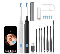 Hygiène Auditive Révolutionnée A Vie Otoscope Avec Cure Caméra Oreille 1080P HD Nettoyage, 3,5 mm Etanche, Compatible iOS et Android (noir)