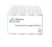 Hygiène VOS 32 rouleaux de cuisine absorbants 3 plis originaux dans un énorme paquet de 8 x 4 rouleaux (32 x 50 feuilles)