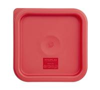 Hygiplas Couvercle pour Boîte de Rangement Alimentaire Carrée - Petit, Rouge, Dimensions: 17(H) x 192(L) x 192(P)mm, Polyéthylène Résistant - Compatible Congélateur et Lave-vaisselle, CF040