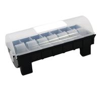 Hygiplas Distributeur d'étiquettes en plastique 25 mm, 1 pouce, transparent et noir, distributeur de porte-étiquettes à 7 rouleaux, peut contenir jusqu'à 25,4 mm d'étiquettes, GH347